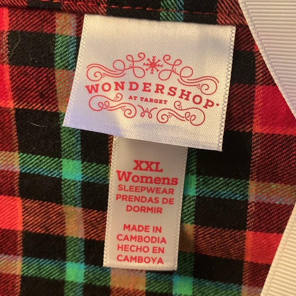 Wondershop Women’s Red Tartan Plaid Long Sleeve Button Down Night Shirt - Picture 3 of 7